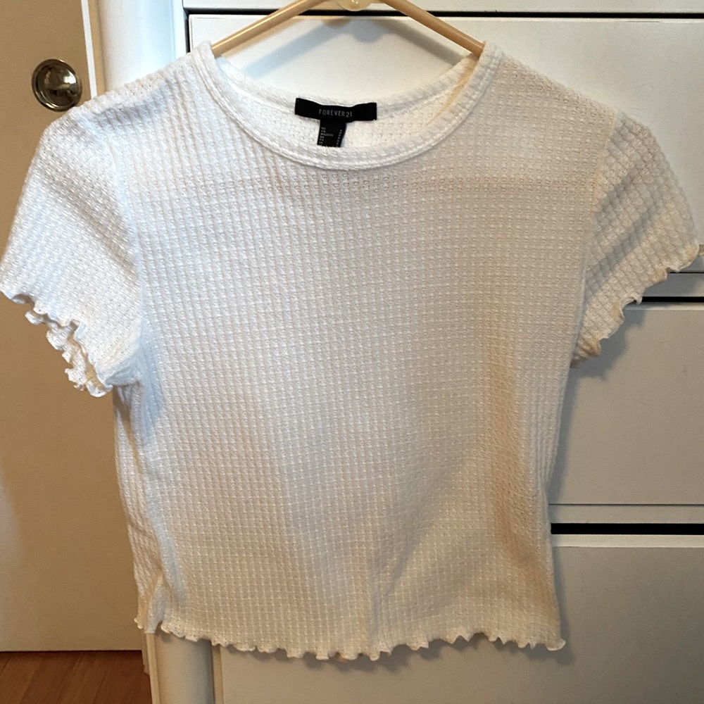 ruffle edge waffle shirt